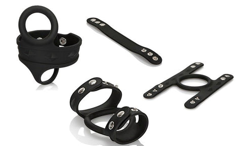CalExotics Silicone Tri-Snap Male C and B Cage - Stretchy Cock Rings