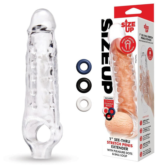 Size Up 1 Inch See-Thru Stretch Penis Extender - Pumps, Extenders and Sleeves
