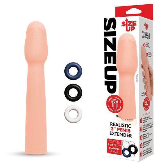 Size Up Realistic 2" Penis Extender - Enhance Your Intimate Experiences - Pumps, Extenders and Sleeves