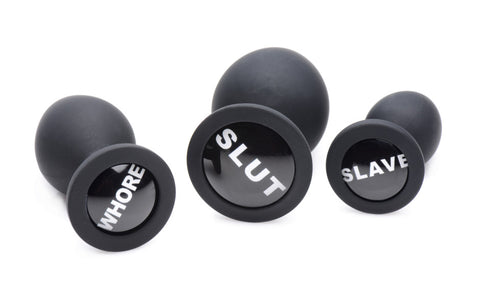 XR Brands Dirty Words 3 Piece Anal Plug Set