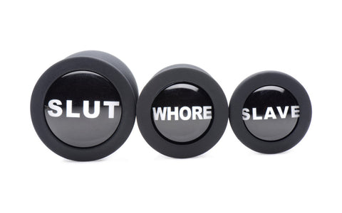 XR Brands Dirty Words 3 Piece Anal Plug Set