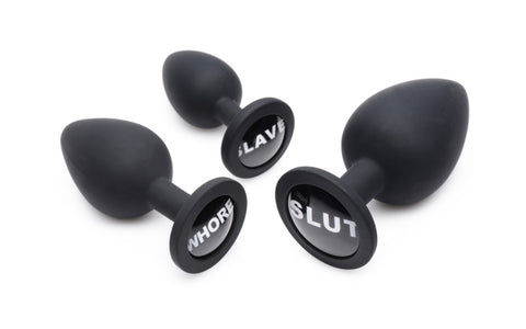 XR Brands Dirty Words 3 Piece Anal Plug Set