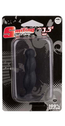 Smiling 4.5 Inch Silicone Butt Plug Black - Butt Plugs