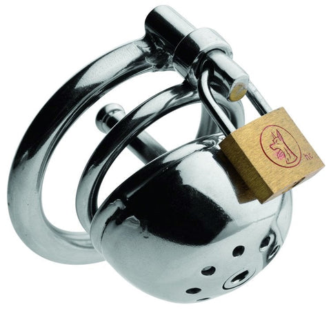 Solitary Plus Extreme Confinement Cage with Cum-Thru Plug - Male Chastity