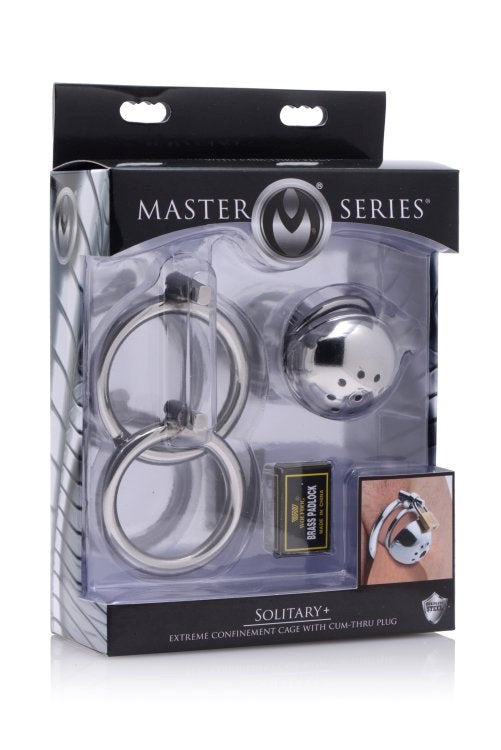 Solitary Plus Extreme Confinement Cage with Cum-Thru Plug - - Male Chastity