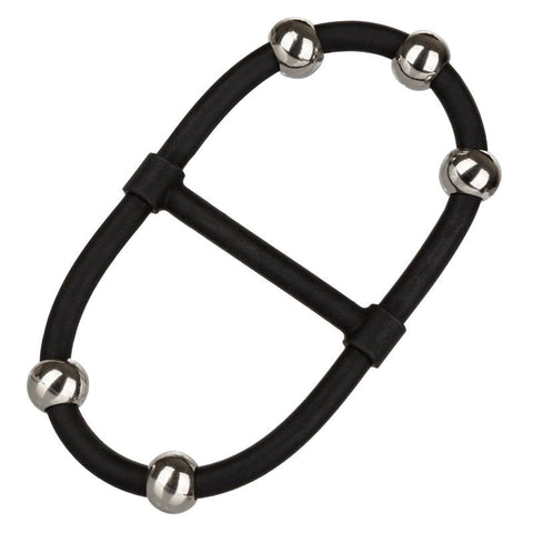 CalExotics Steel Beaded Dual Silicone Maximizer Cock Ring - Stretchy Cock Rings