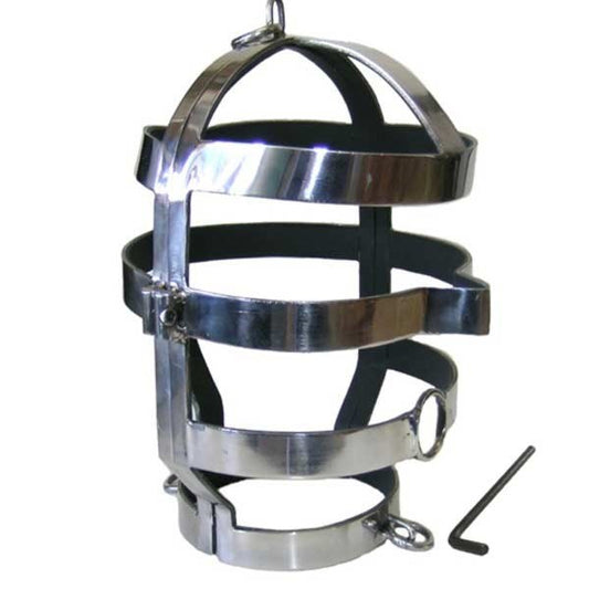 Steel Head Cage With Mouth Hole - Male Chastity