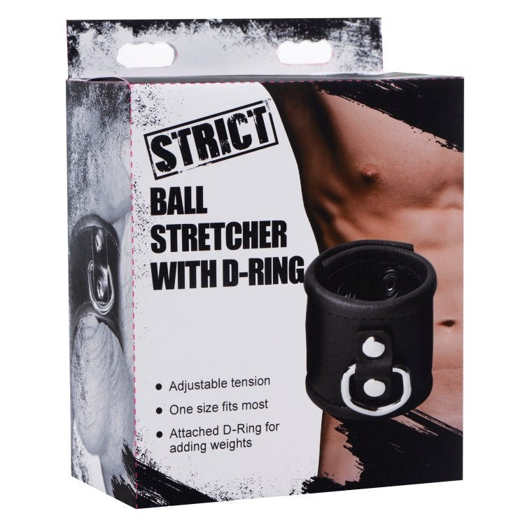 Strict Ball Stretcher With D-Ring Black - - Cock Rings