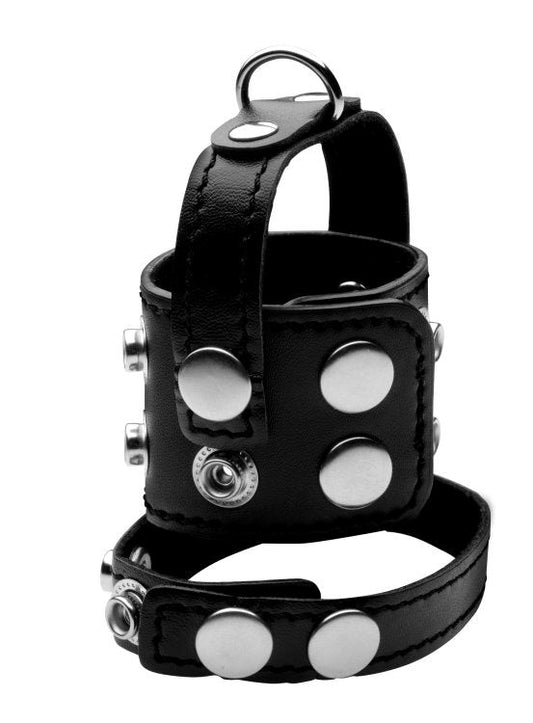 XR Brands Strict Cock Strap And Ball Stretcher Black - Cock Rings