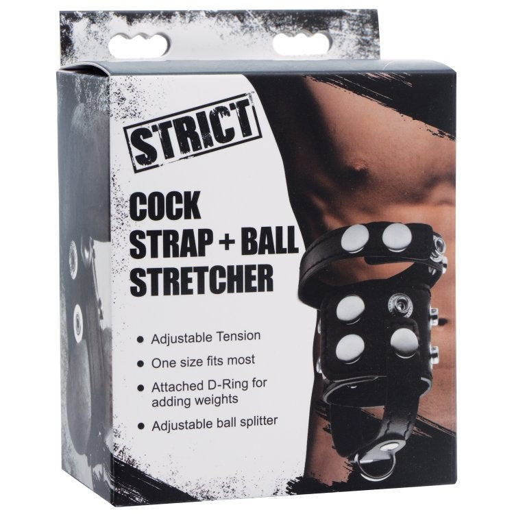 Strict Cock Strap And Ball Stretcher Black - - Cock Rings