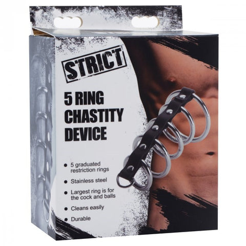 Extreme BDSM Pleasure - 5 Interconnected Steel Rings by XR Brands - Cock Rings