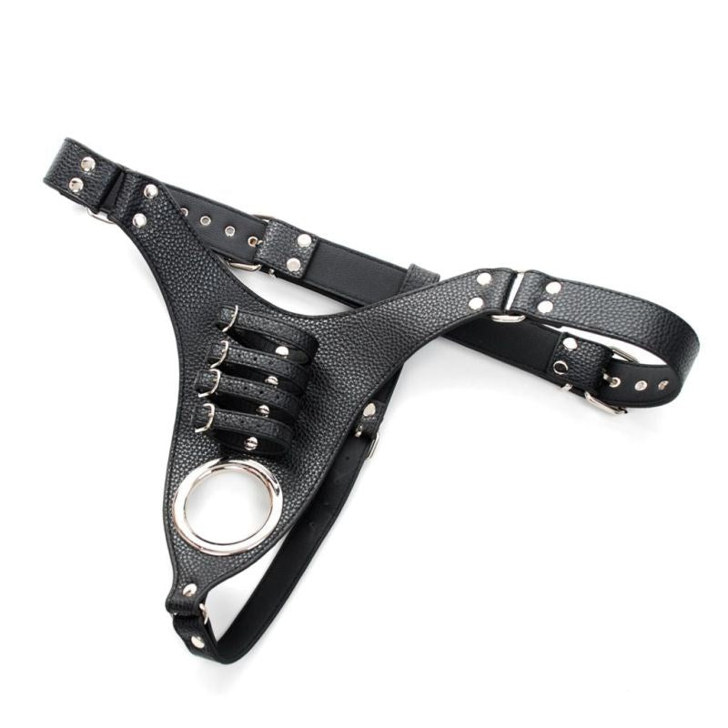 Strict Leather Harness with 4 Penile Straps - - Male Chastity