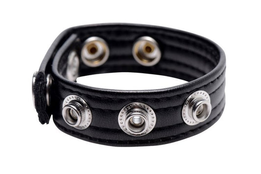 Strict Speed Snap PU Leather Cock Ring - Cock Rings