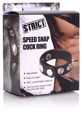 Strict Speed Snap PU Leather Cock Ring - Cock Rings