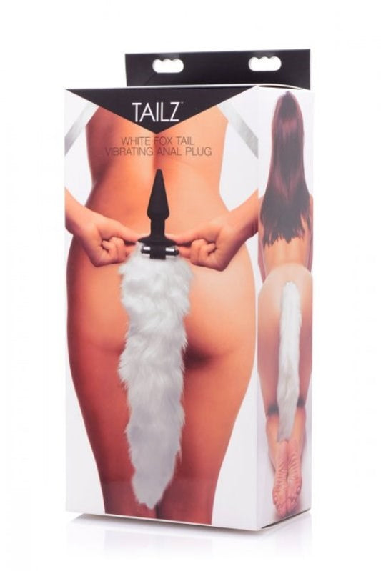 Tailz White Fox Tail Vibrating Anal Plug - Butt Plugs