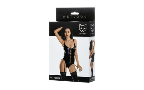Toyfa Glossy Wetlook Lace Up Womens Bodysuit Katherin - Teddies and Bodysuits