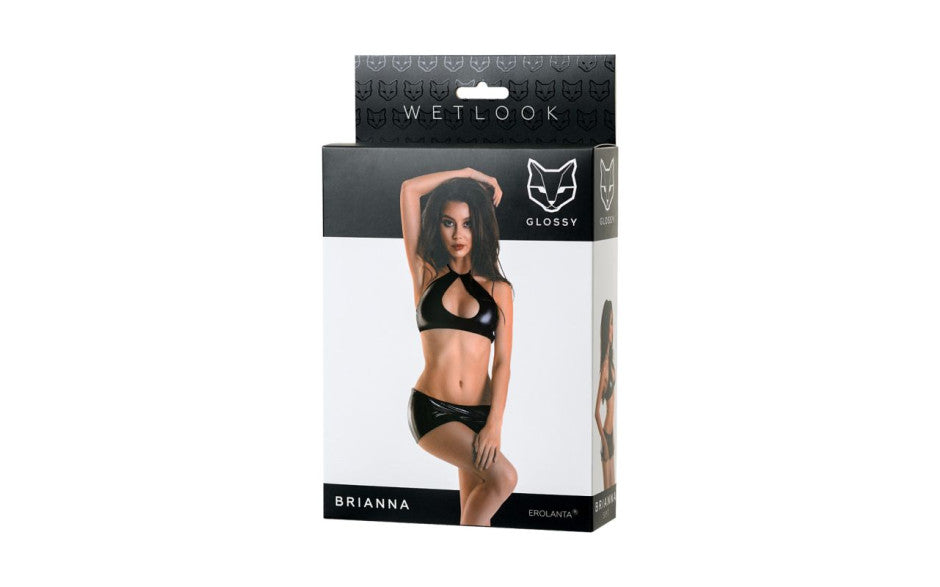 Glossy Brianna Sexy Womens Wetlook Lingerie Set - - Her Fetish