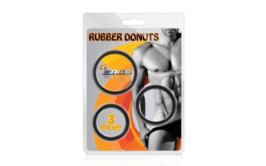 SI Novelties Rubber Donuts 3 Piece Cock Rings - Cock Ring Sets