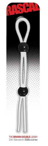 The Brawn Double Silicone Cock Leash - Stretchy Cock Rings