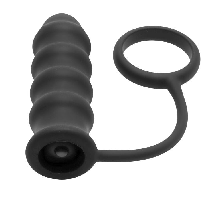 The Rippler Vibrating Silicone Anal Plug With Cock Ring - - Cock Rings