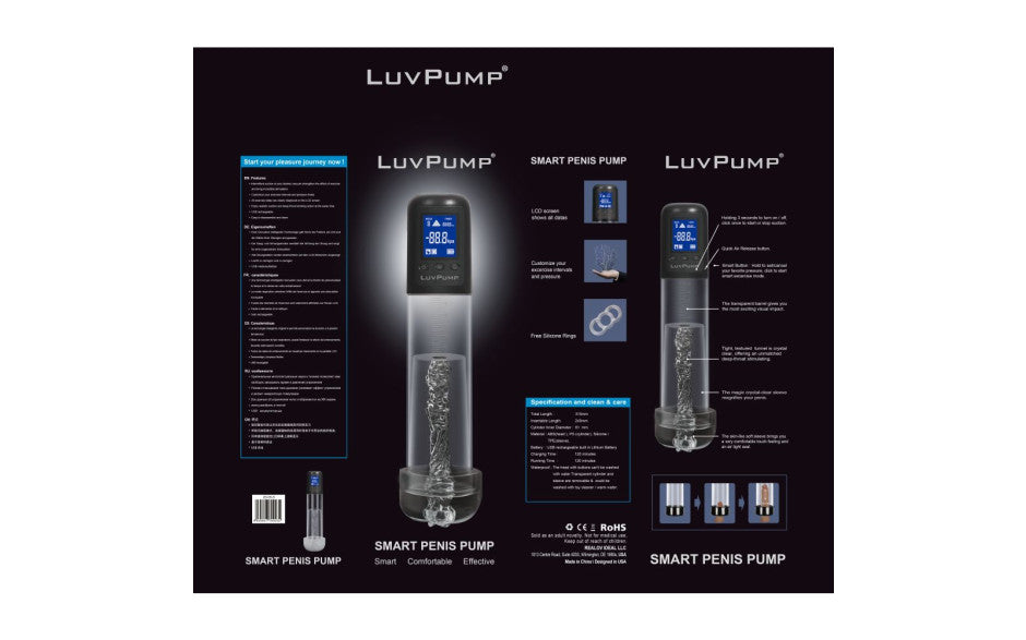 Shots Toys Smart Rechargeable LCD Penis Pump With Sleeve - Penis Pumps And Stretchers