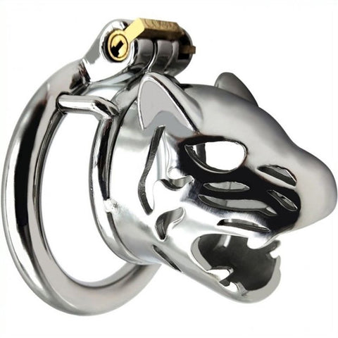 Tiger Head Steel Cock Cage - Male Chastity