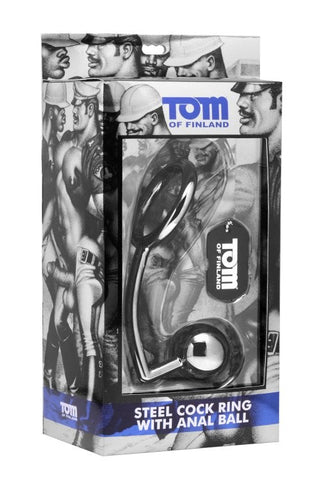 Tom of Finland Stainless Steel Cock Ring and Anal Ball - Steel Cock Rings
