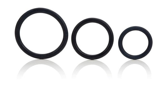 CalExotics 3 PIece Stretchy Mens Tri-Rings Black - Stretchy Cock Rings