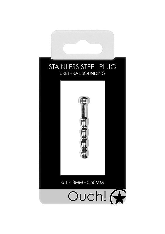 Urethral Sounding Stainless Steel Ribbed Plug - - Penis Plugs