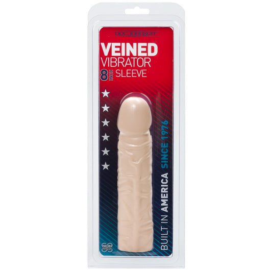Doc Johnson Veined Vibrator 8 Inch Penis Sleeve White - Pumps, Extenders and Sleeves
