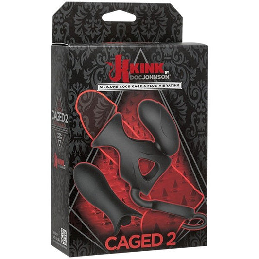 Vibrating Silicone Cock Cage with Ball Strap and Dual Bullets - Cock Rings
