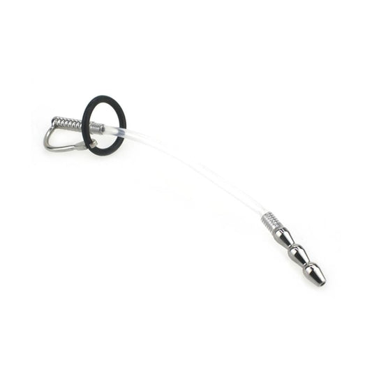 Wee Ribbed Metal & Silicone Flexible Penis Plug - Penis Plugs