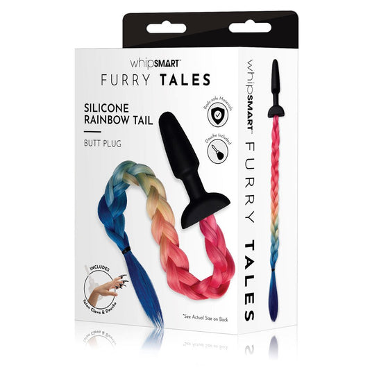 WhipSmart Furry Tales Silicone Rainbow Tail Butt Plug - Butt Plugs