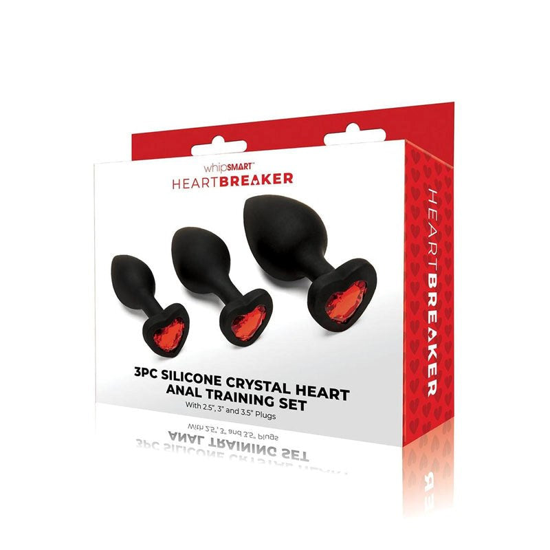 WhipSmart Heartbreaker 3PC Silicone Crystal Heart Anal Training - - Butt Plugs