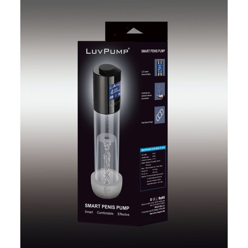 LuvPump Smart Rechargeable LCD Penis Pump w Sleeve and Donut - - Penis Pumps And Stretchers