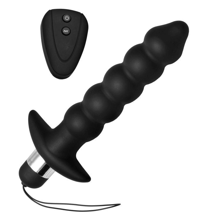 Wireless Black Vibrating Anal Beads With Remote - - Anal Vibrators