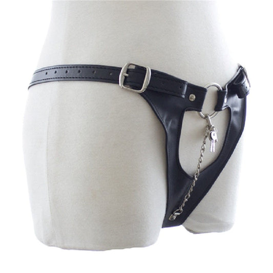 Womens Leather Chastity Thong - Male Chastity