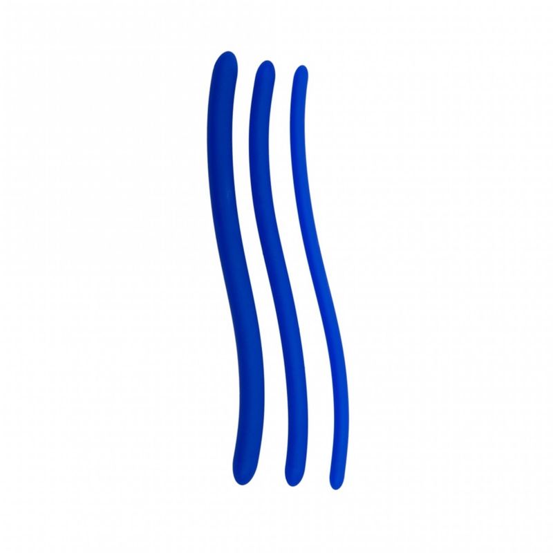 Daytona Silicone 3 Piece Urethral Sounding Set - Blue - Urethral Sounds