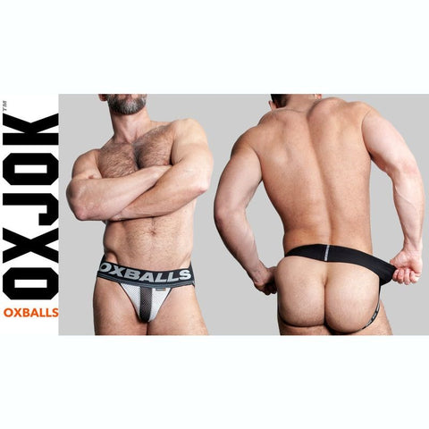Oxballs Airmesh Swagger Mens Jockstrap Ice White - Jocks and G-Strings