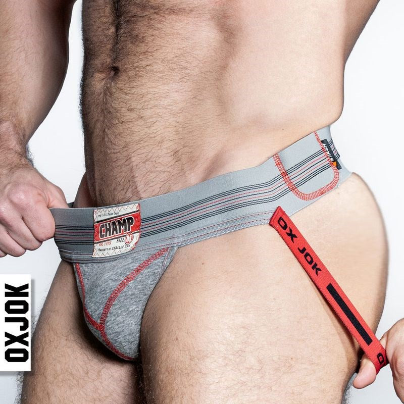 Oxballs Champ Vintage Male Jockstrap Gray Heather - - Jocks and G-Strings