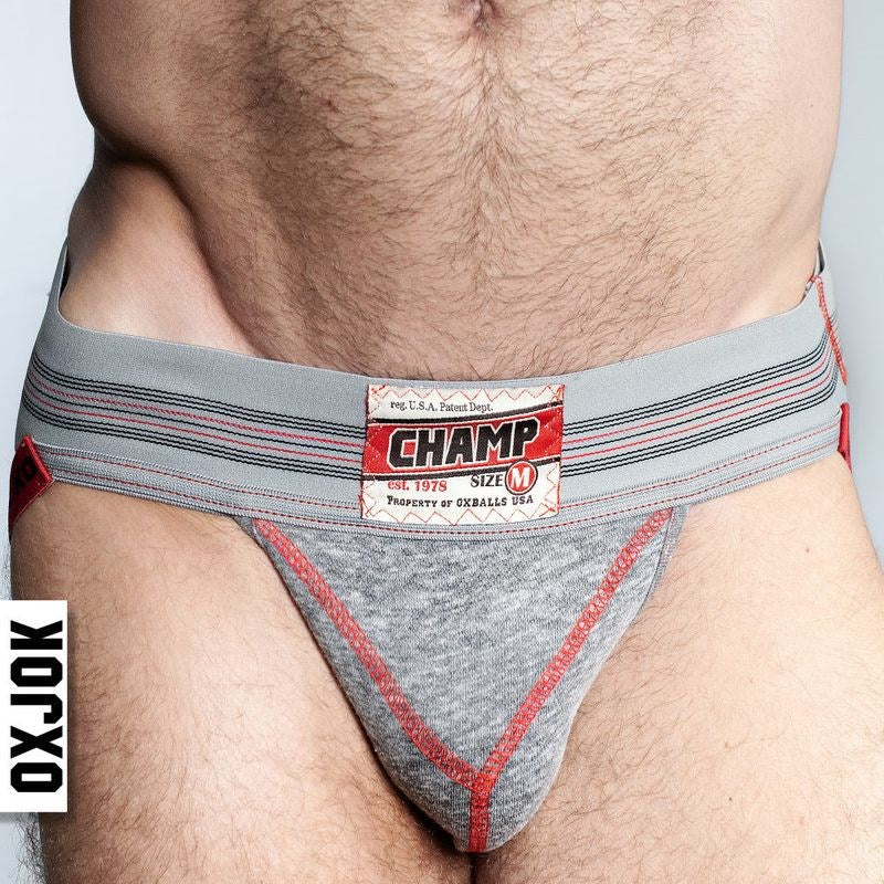 Oxballs Champ Vintage Male Jockstrap Gray Heather - Medium - Jocks and G-Strings