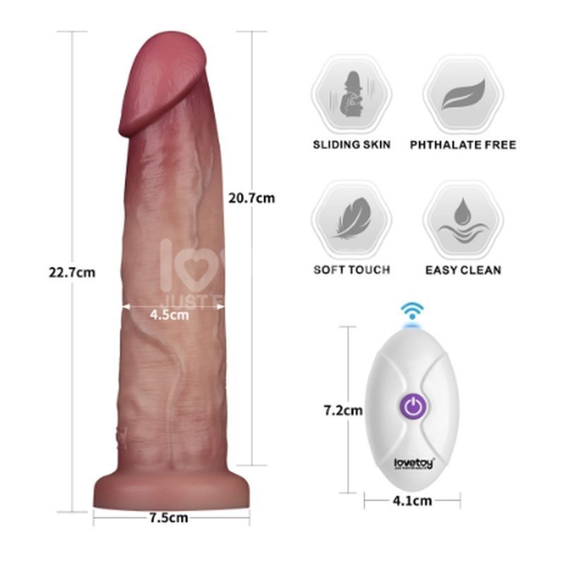 Lovetoy Vibrating Sliding Skin Pro II Silicone Dong - - Vibrating Dildos