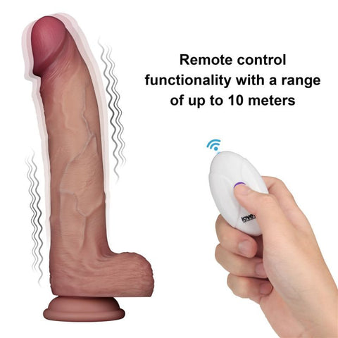 Lovetoy Vibrating Sliding Skin Pro II Silicone Dong - Vibrating Dildos