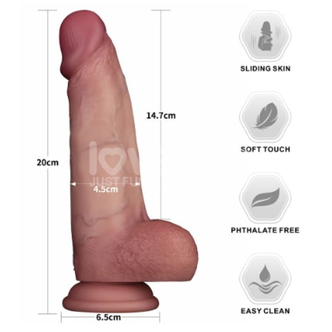 Lovetoy Sliding Skin Pro Dual Layer Realistic Silicone Dong - Realistic Dildos