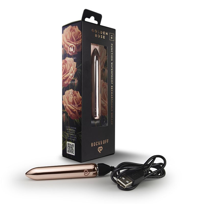 Rocks Off Golden Rose Rechargeable Bullet Vibrator - - Bullet Vibrators