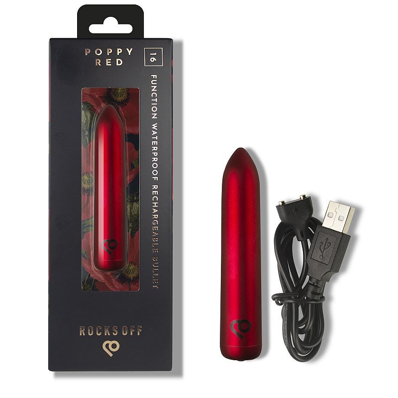 Rocks Off Poppy Red Rechargeable Bullet Vibrator - - Bullet Vibrators