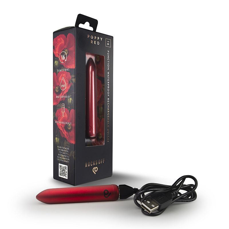 Rocks Off Poppy Red Rechargeable Bullet Vibrator - - Bullet Vibrators