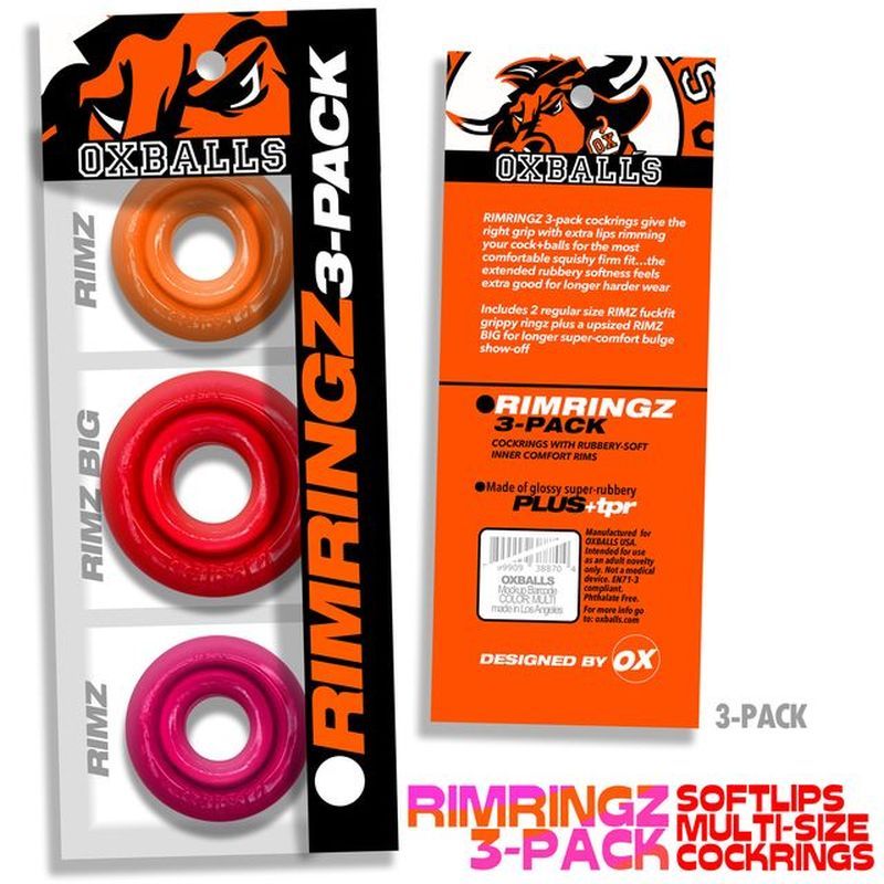 OxBalls RimRingz 3 Piece Multi Size Stretchy Cock Ring - - Cock Ring Sets