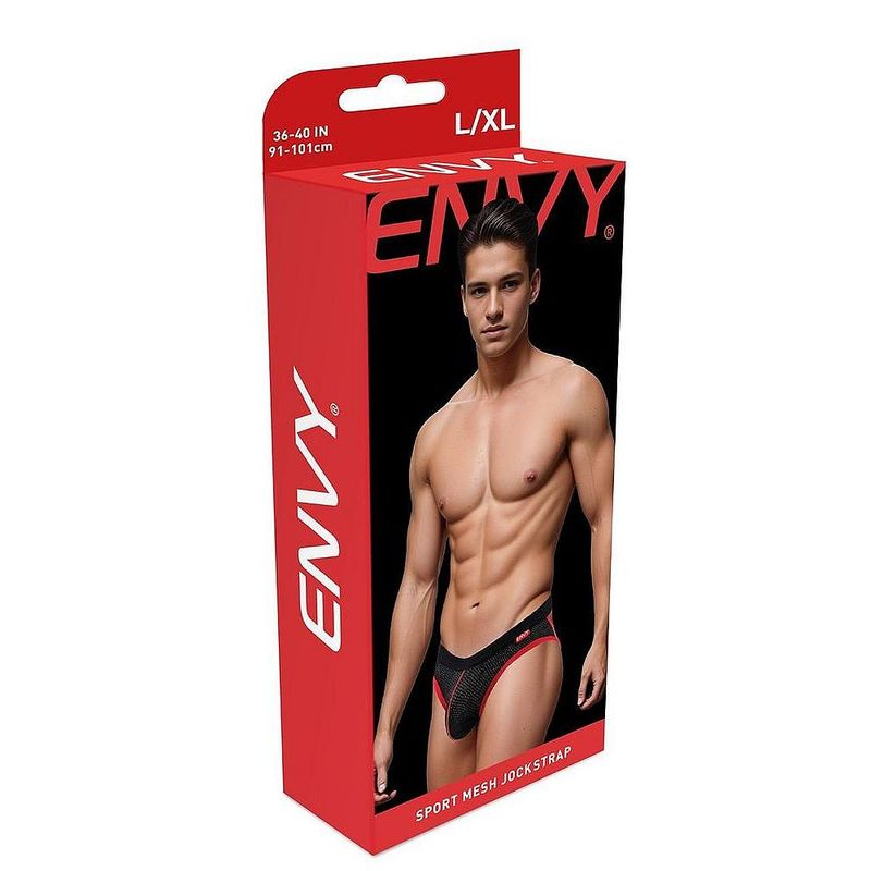 Envy Mens Mesh Breathable Sport Jockstrap Black - - Jocks and G-Strings
