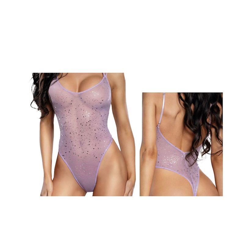 Dream Girl Ombre Glitter Mesh Sexy Womens Teddy Lilac - - Teddies and Bodysuits